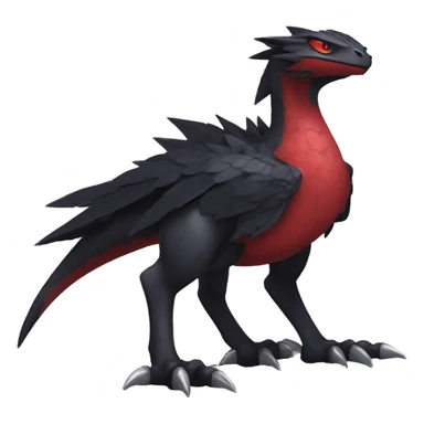 cool edgy black and red Dark-type nargacuga Pokémon full body sticker