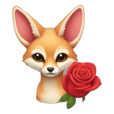 red fennec with rose sticker