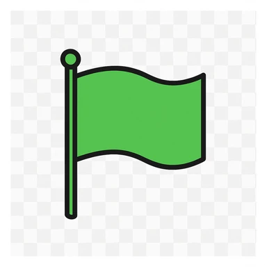 waving minimal design green flag on white background sticker