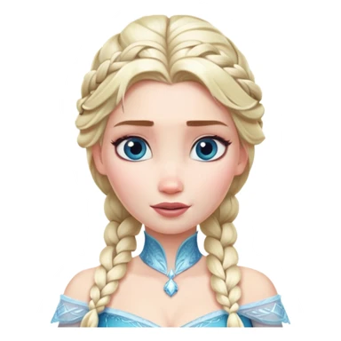 Elsa from Frozen with blonde braid, ice queen, chest up portrait sticker
