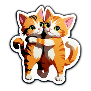 2 cats hugging sticker