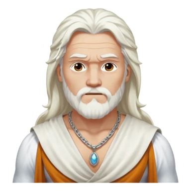 Odin with long white hair, white loincloth, shirtless with necklace sticker