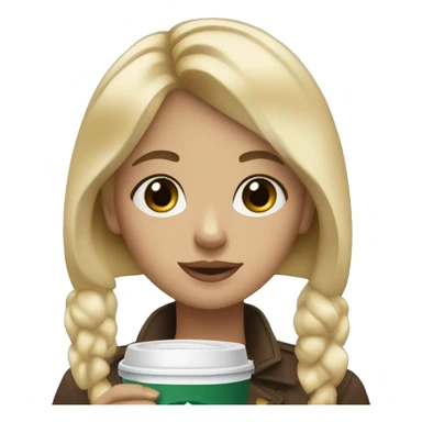 blonde girl with bangs and blue eyes drinking starbucks coffee sticker