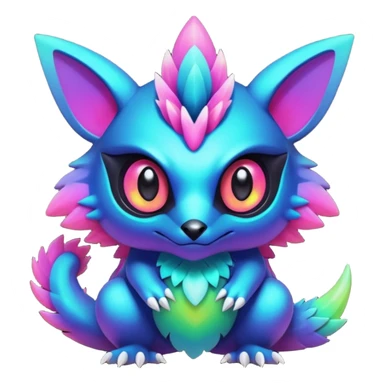 Dark bright neon colorful edgy exotic Fakémon-Pokémon-Vernid-creature sticker