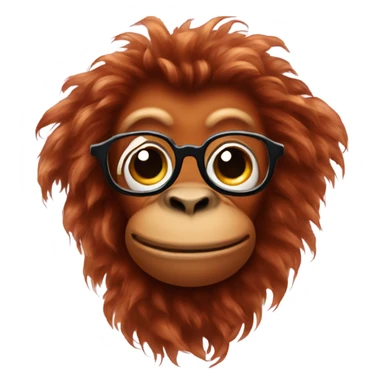 Cute orangutan with curly hair and glasses  sticker