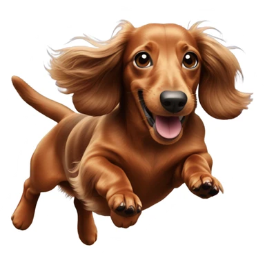 Brown long haired dachs jumping agility sticker