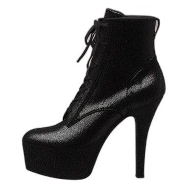 high heels boot black shimmery sticker