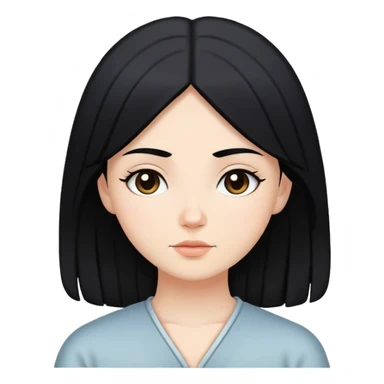 white girl with black hair, peaceful expression, representing inner peace sticker