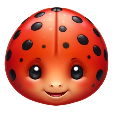 Cinematic Cute Ladybug Portrait Emoji, Head tilted playfully and inquisitively, featuring a diminutive, adorable form with a glossy red shell dotted with playful black spots and round, sparkling eyes full of gentle mischief, Simplified yet irresistibly adorable features, highly detailed, glowing with a warm, inviting glow, high shine, affectionate and lively, stylized with a touch of whimsical garden charm, soft glowing outline, capturing the essence of a mischievous ladybug that seems as if it could flutter out of the screen into your arms! sticker