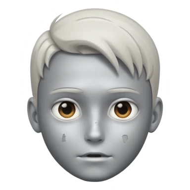 gray metal painted boy face included sticker