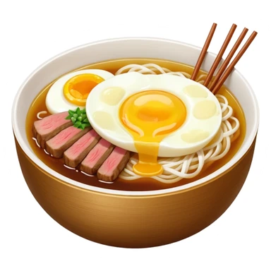 simple naengmyeon with one egg slice, one beef slice, clear broth sticker