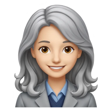 Profesora joven, sonrriente cabello gris canoso y de pelo largo  sticker