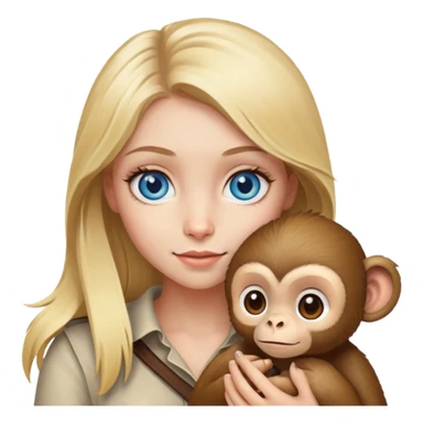 Blonde girl with monkey and blue eyes  sticker