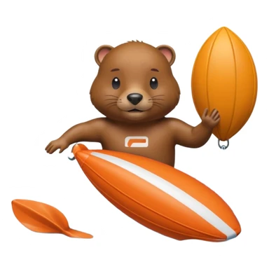 A focused beaver swimmer wearing a racing suit, diving past a floating buoy.


 sticker
