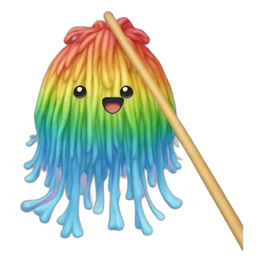 mop with rainbow background sticker