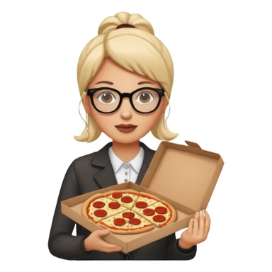 pizza take-out with glassess and long lashes sticker