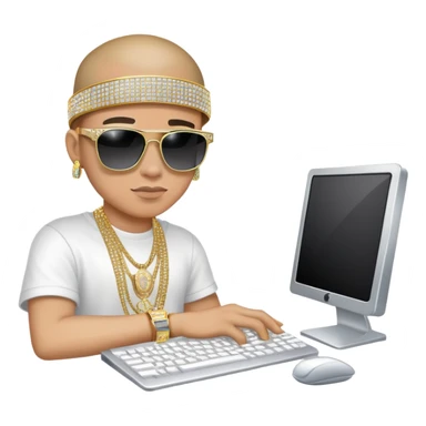 hip hop programmer with bling, sunglasses and computer sticker