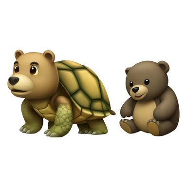 A turtle and a big Bear working  sticker
