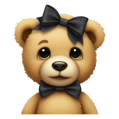 Cute teddy bear with black bow sticker