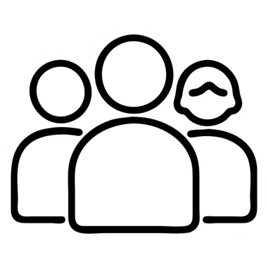 A group of diverse people standing close together, simple icon style sticker
