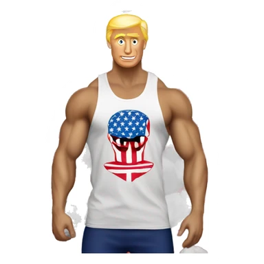 gym trump with america flag tank top sticker