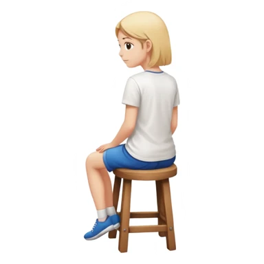 a person sitting on stool backs turned sticker