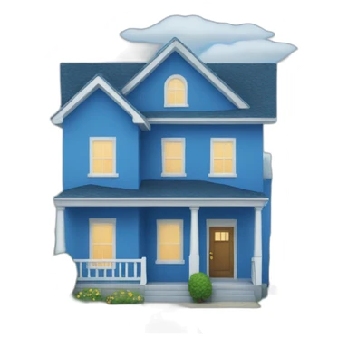Blue house front view sticker