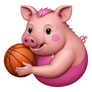 Hog holding a basketball  sticker
