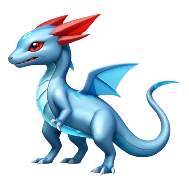 Shiny Futuristic Salamence-Salandit-Glaceon-Fakémon-hybrid-creature (full body)  sticker