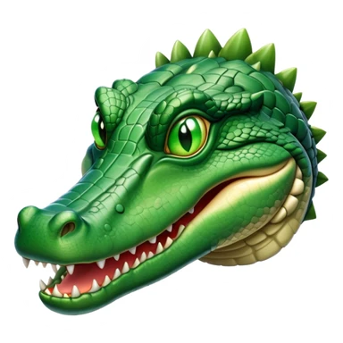 cinematic-noble-crocodile-portrait-emoji,-poised-and-regal,-with-a-powerful,-elongated-build-and-a-rugged,-scaly-emerald-green-hide,-piercing-cold-eyes,-simplified-yet-sharp-and-sophisticated-features,-highly-detailed,-glowing sticker