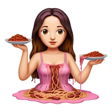 SPAM meat melted pink dripping sauce spaghetti dress monalisa portrait sticker