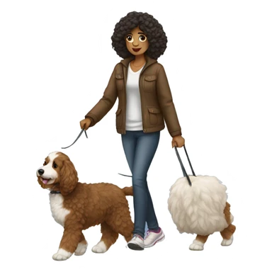 Woman walking bernedoodle sticker