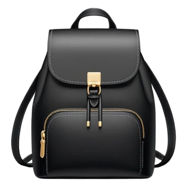 small black commuter backpack purse, women's, clean minimal aesthetic, plain sticker