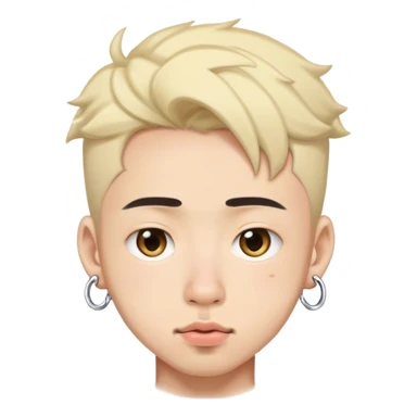 Cute Japanese male, nose pierced, bottom lip pierced sticker