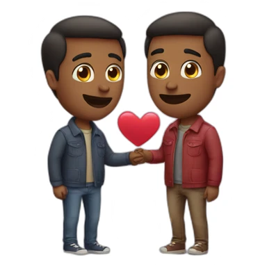 Two men in love with hearts emojis sticker