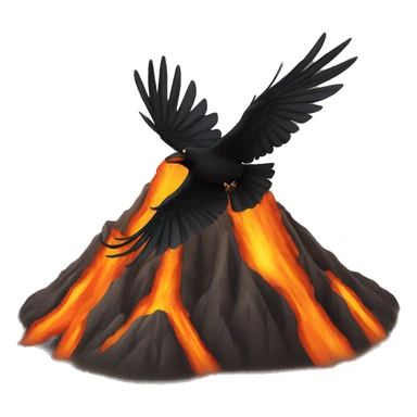 crow falling in a volcano sticker