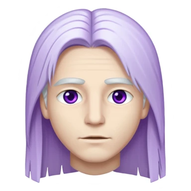 Beyaz uzun ve düz saçları olan,mor göz rengi olan, bembeyaz tenli bir erkek,genç sticker