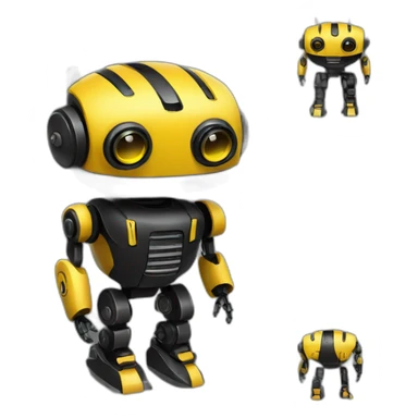 black and yellow robot like sticker