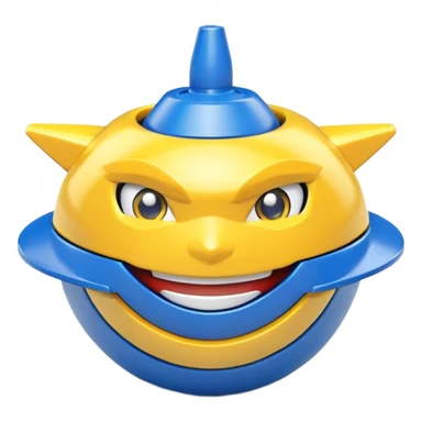 happy smiling Beyblade spinning top with a cute face sticker
