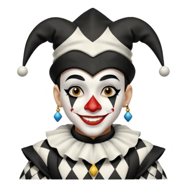 make a black and white jester with white makeup sticker