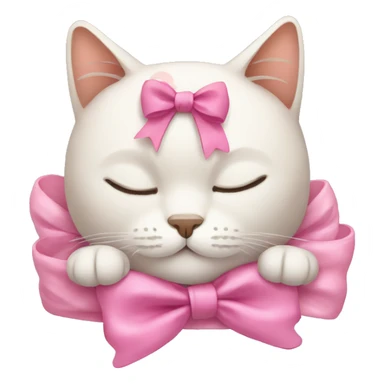 sleeping cat with a pink bow sticker