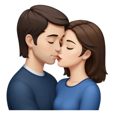 White Man with short dark hair kissing white woman with shoulder length brown hair sticker