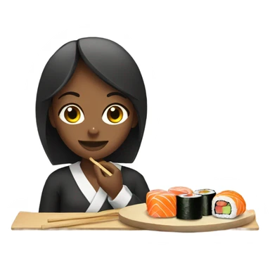 girl eating sushi sticker