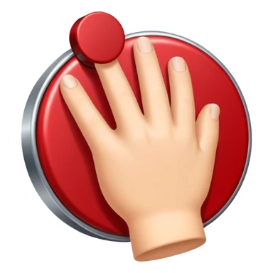 hand hitting a buzzer sticker