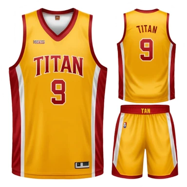red, yellow, white titan basketball jersey sticker