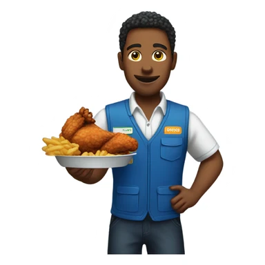 Amazon worker blue vest eating fried chicken sticker