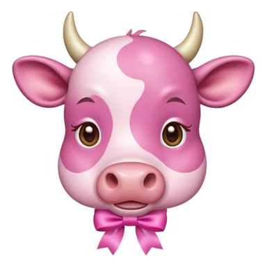 Pink cow with ribbon sticker