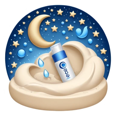 Small white CeraVe tube with blue label soft beige tip, with gentle light. Surrounded by tiny floating tear-shaped sparkles and crescent moon dust, hinting at dark circle repair. Emits a soothing blue-beige aura like a targeted eye revival spell. Compact, calming, and luminous — emoji-style. sticker