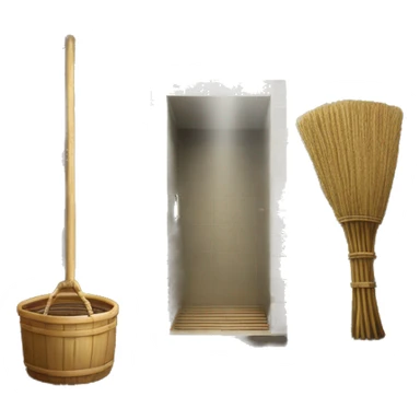 Russian steam room with birch broom sticker