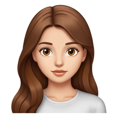 Young woman with long brown hair, pretty face, social media personality sticker